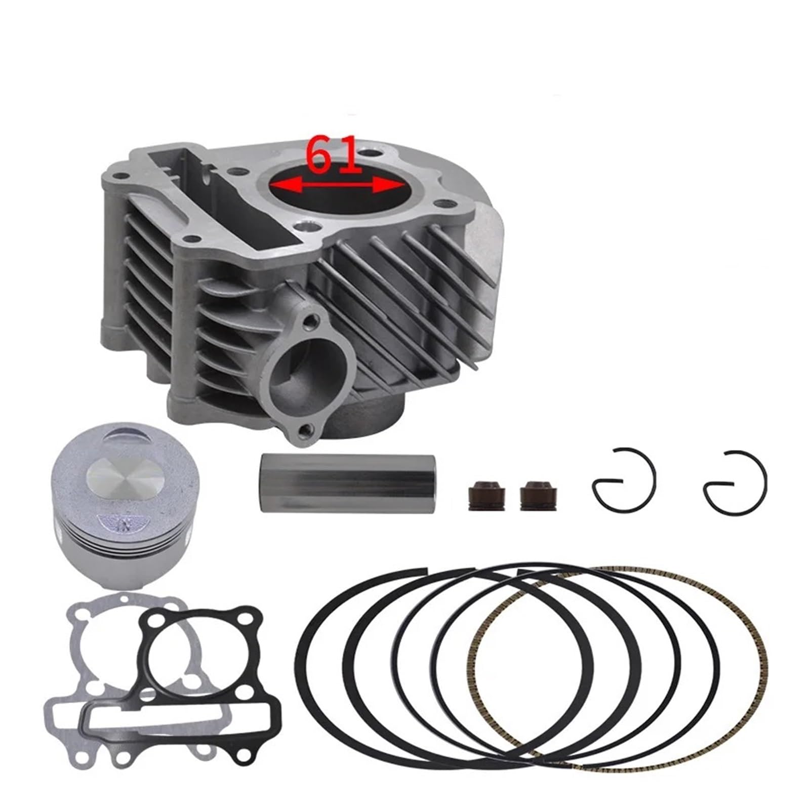 Cilindro Pistone Kit Kit Cilindro Moto Per Super GY6 WY175T-3 WY149 161QMK 61mm Alesaggio 170cc 150cc 125cc(150cc 57.4mm bore)