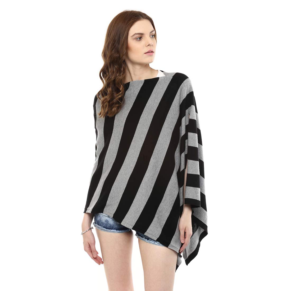 Pluchi Knitted Fashion/Maternity Poncho - Black & Light Grey Marl, Piece Of 1