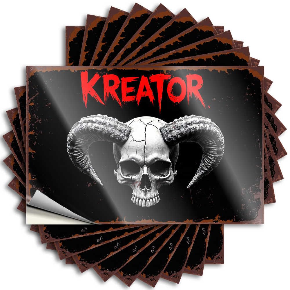 Bumper Cozy Balcony Decor Waterproof - Kreator: The Horned Skull Emblem Bottle Self Adhesive Decal for Fishing Use(6X9CM)