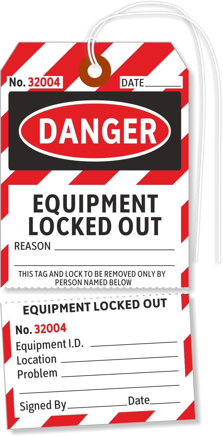 SmartSign Danger - Equipment Locked Out Tag with String Tear Stub | 2.875" x 5.75" Cardstock, Pack of 100