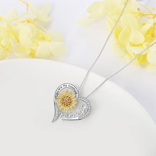 Miniatura 5 de URMWMOO Collar de plata de ley S925 con diseño de girasol You are My Sunshine Love Heart Infinity con dije de corazón infinito para mujer, regalo de