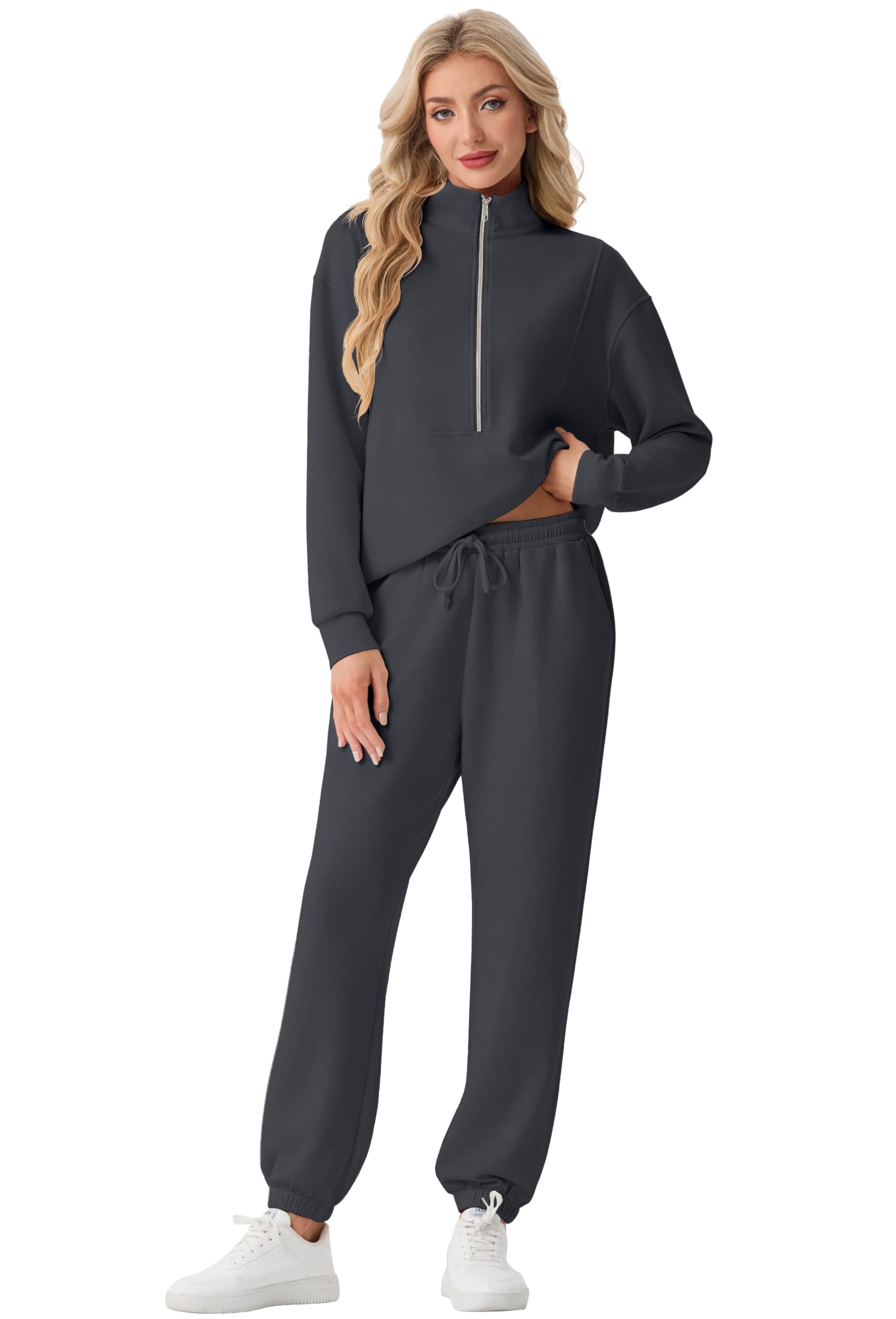 GRECERELLE Damen Jogginganzug Zweiteiler mit Halbzip