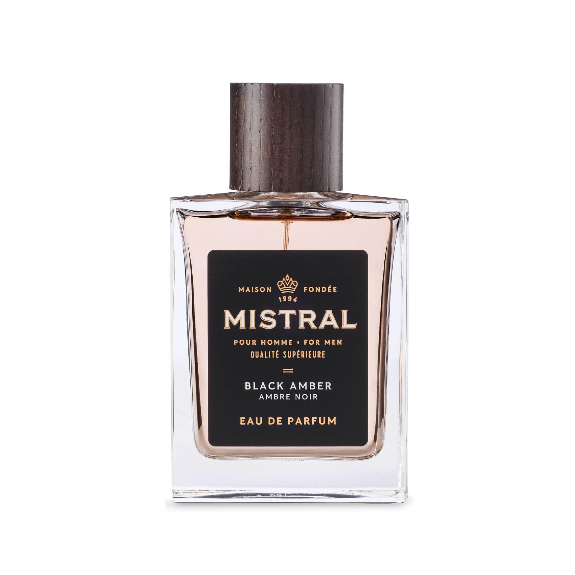 Mistral Men’s Cologne – Black Amber Eau de Parfum | Warm & Woody Masculine Scent with Fresh Lemon, Amber, Cedarwood & Musk | Cruelty-Free &