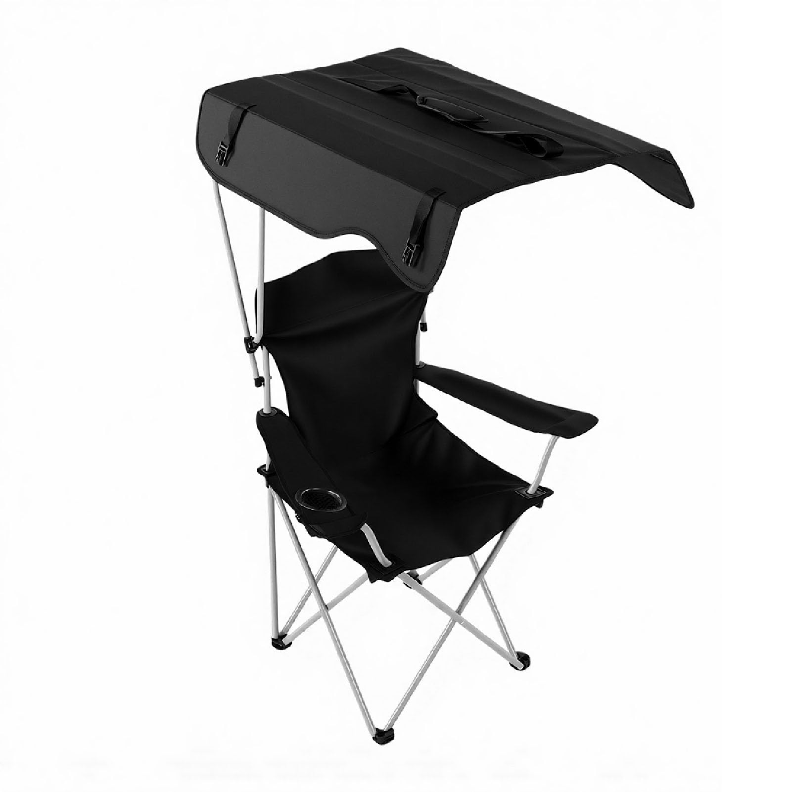 banapoy Krzesło Kempingowe, Regulowany Parasol Przeciwsłoneczny Tkanina Oxford 600D Oddychające, Ergonomiczne Składane Krzesło z Baldachimem, Przenośne Plażowe z Uchwytem na Kubek Zagłówek do