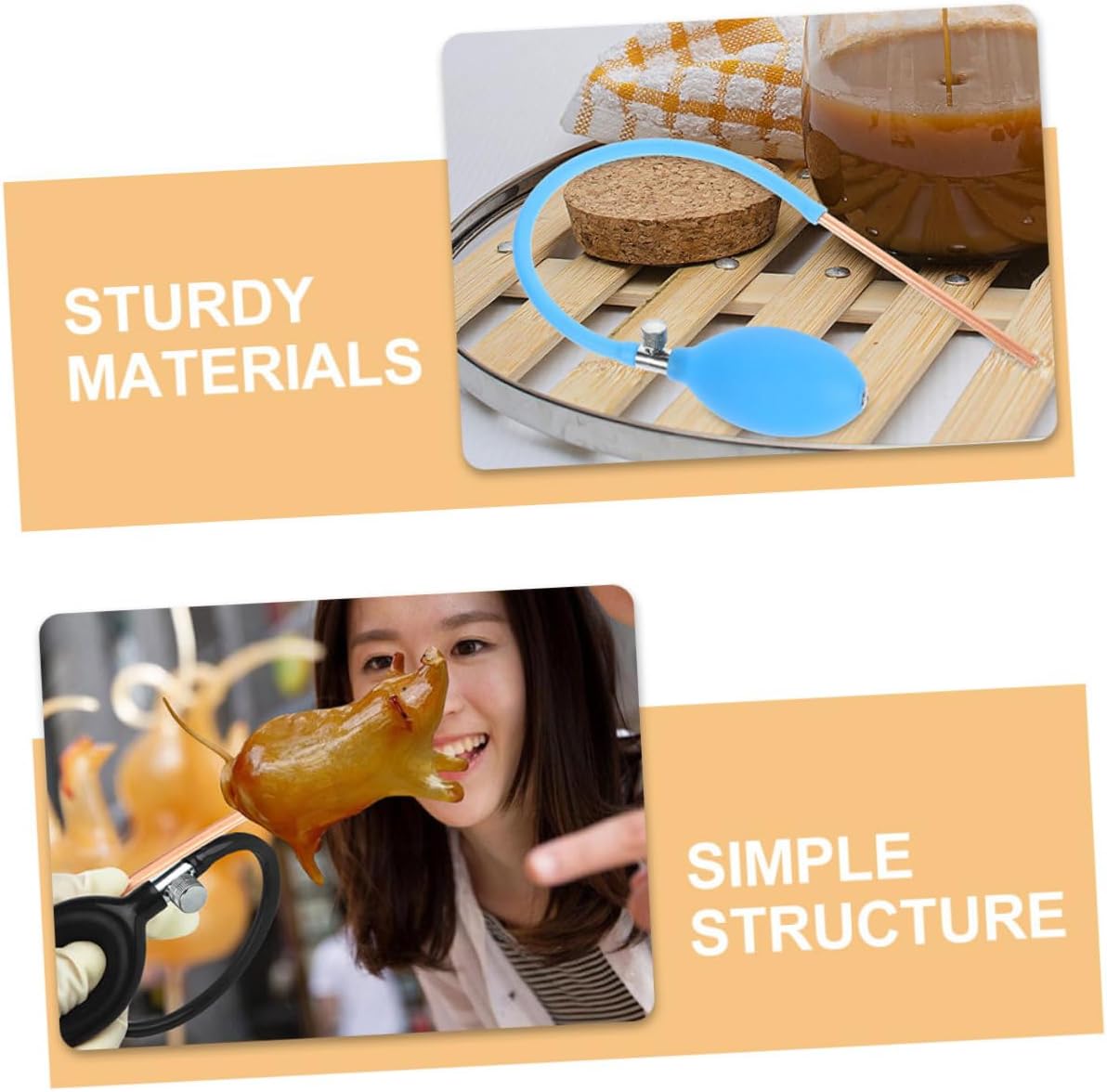 Unomor 2pcs Fondant Sugar Blowing Tool Sugar Blower Pump for Candy Making Art Blowing Kit Enhanced Shaping