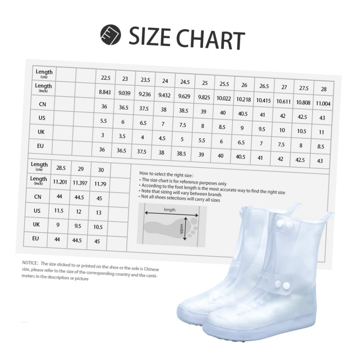 Cabilock 1 Pair waterproof silicone shoe cover rain shoe protector foldable shoe slip resistance shoe covers outdoor shoe cover rain boots cover bike pvc men and women white