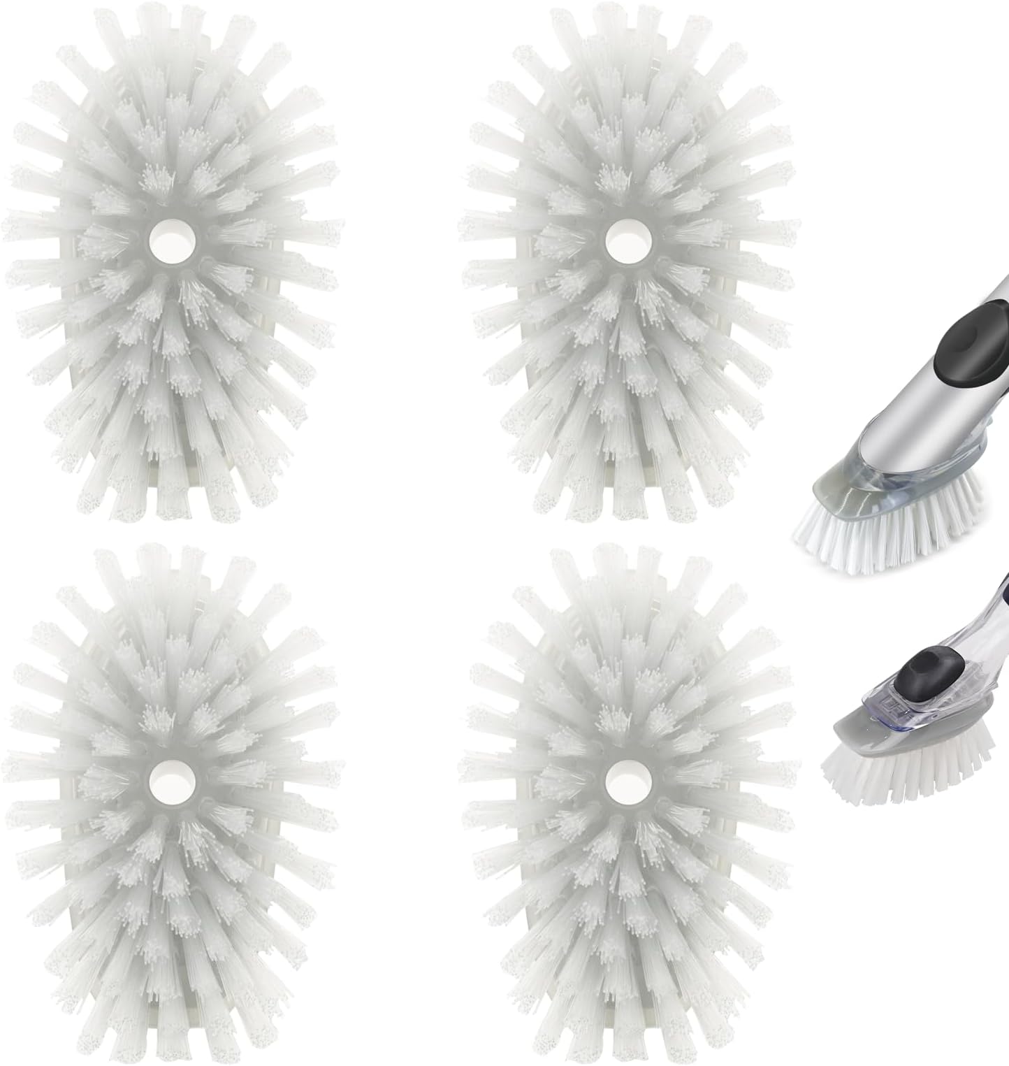 Brush Refills for OXO Dish Brush - 4 Pack Dish Brush Cleaning Soap Dispensing Head Replacement for Scrubber(Grey)
