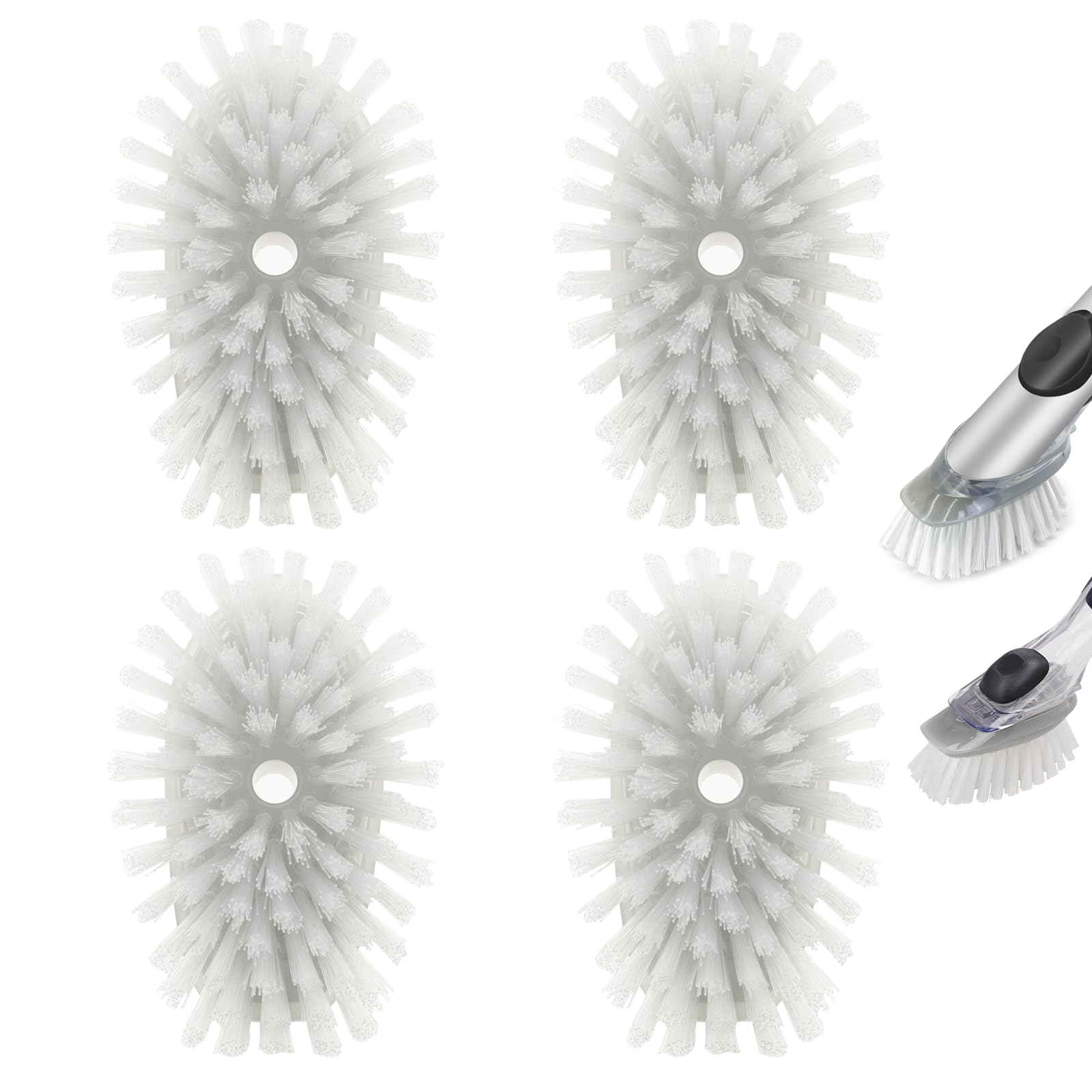 Brush Refills for OXO Dish Brush - 4 Pack Dish Brush Cleaning Soap Dispensing Head Replacement for Scrubber(Grey)