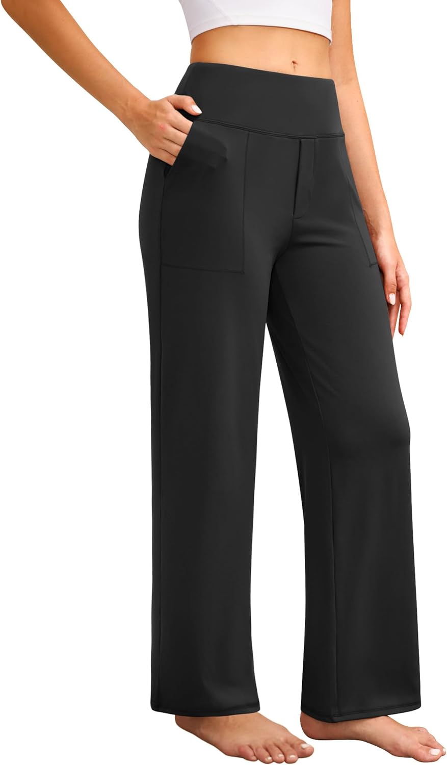 Wide Leg Yoga Pants Women Elastic High Waisted Lounge Pants Loose Causal Comfy Trousers with Pockets - Image 2