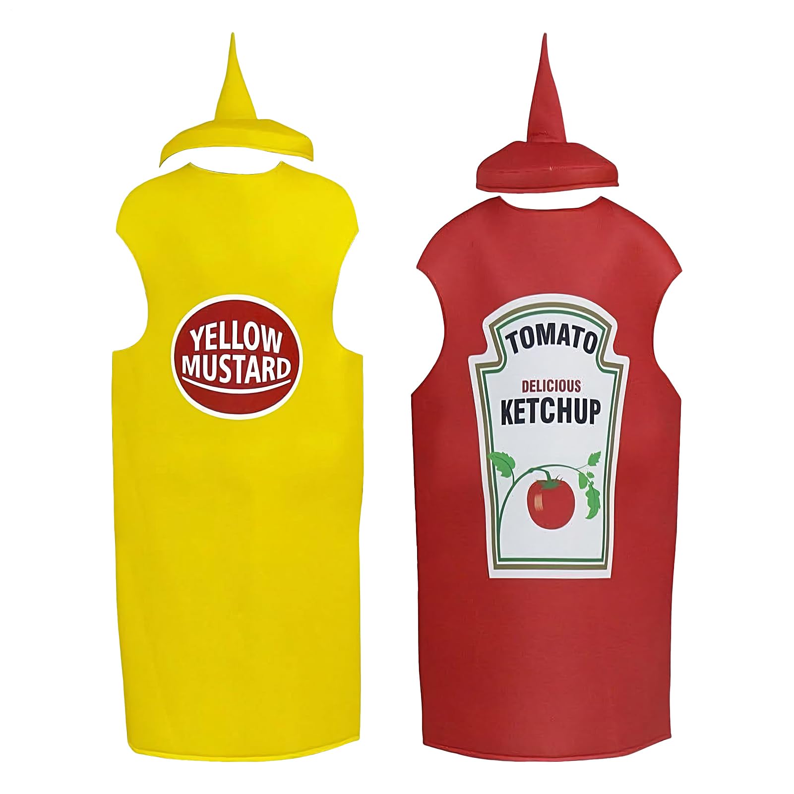 Disfraz De Halloween Para Parejas, Paquete de 2 Disfraz De Mostaza, Conjunto A Juego Para Fiesta De Condimentos, Disfraces Unisex Divertidos De Ketchup Para Festivales Disfraces Halloween Desfiles