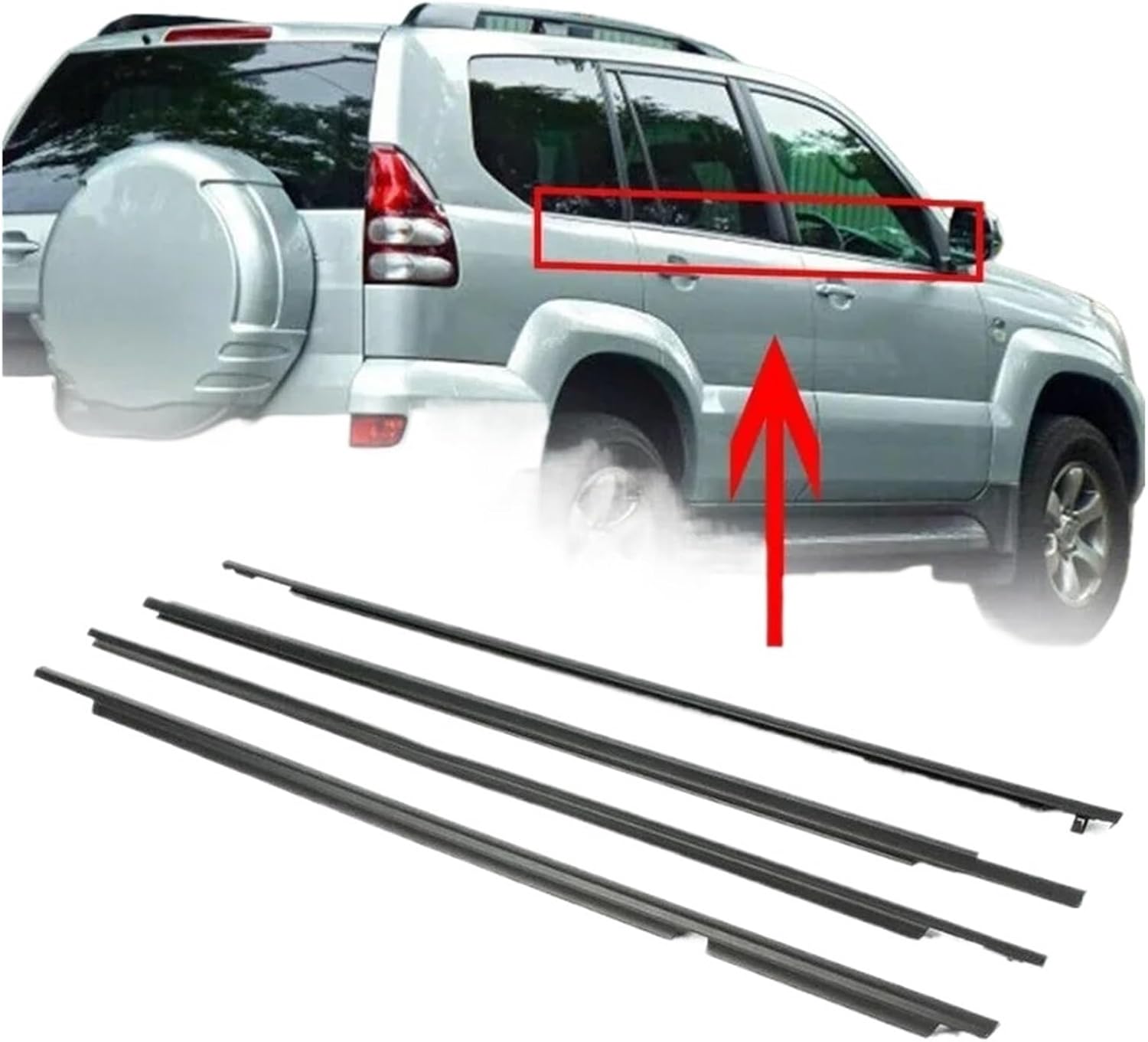 4PCS ブラック カーサイドウィンドウ ウェザーストリップ トヨタ  