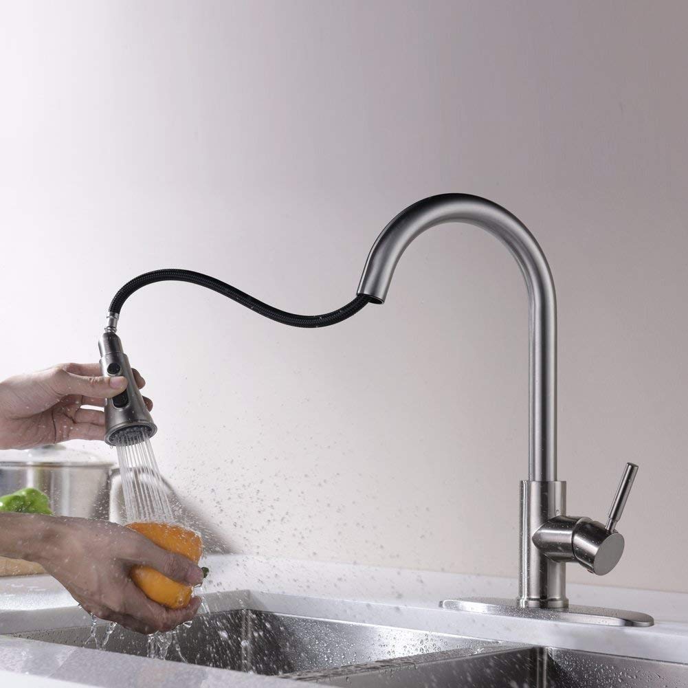 Grifo Cocina Extraible, Giratorio de 360 Grados Grifos Cocina Extensible Manija única Grifos para Fregadero con Control de Agua Fría y Caliente para Ahorro de Agua