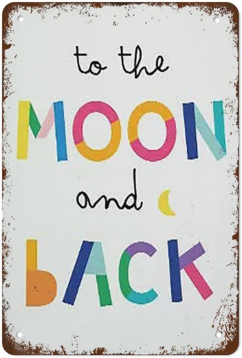Kwqdozf Tin Sign-1 12X16inch To The Moon And Back Vintage Metal Aluminum Tin Sign Door Signs 1