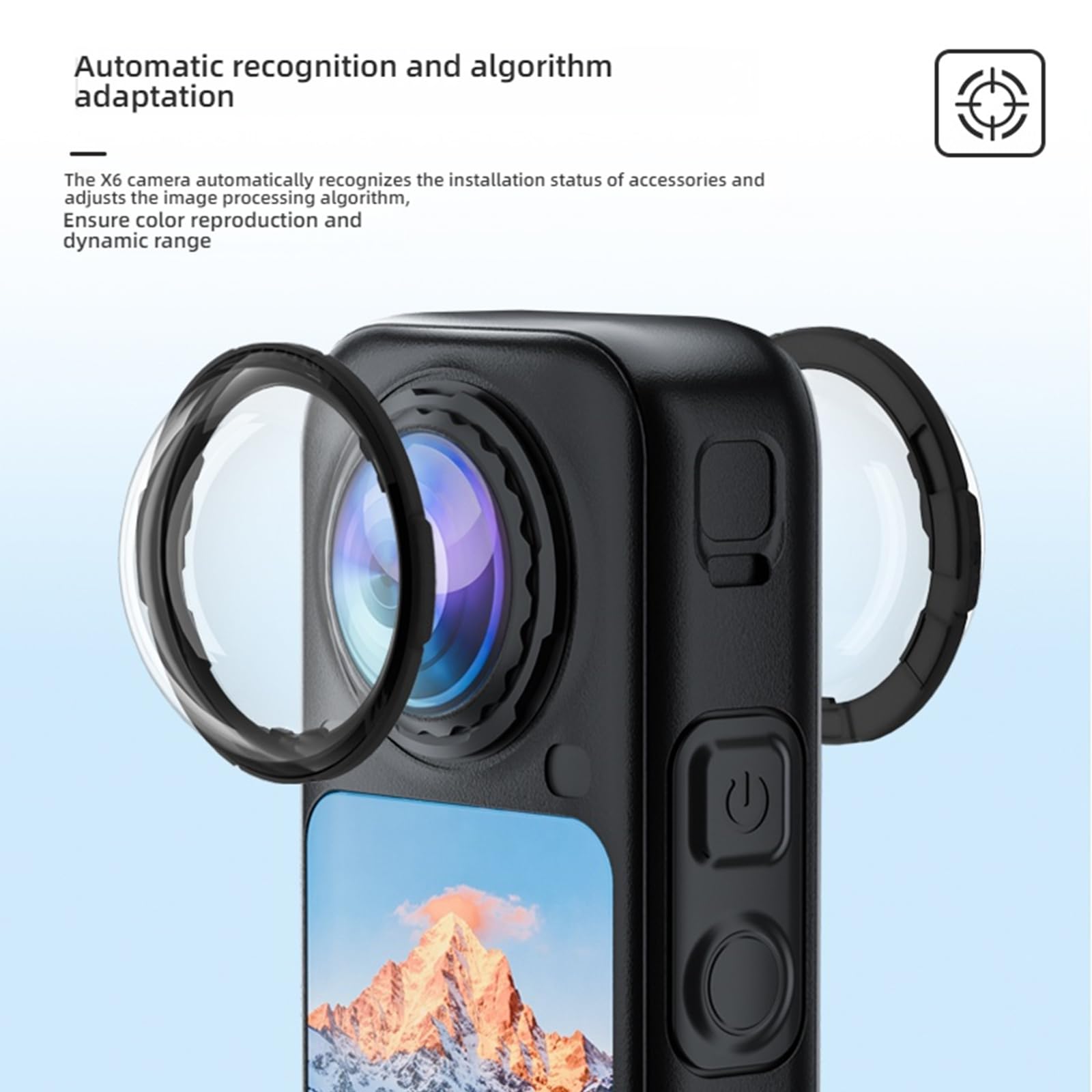 Protector de lente giratorio para vidrio templado óptico Insta X6