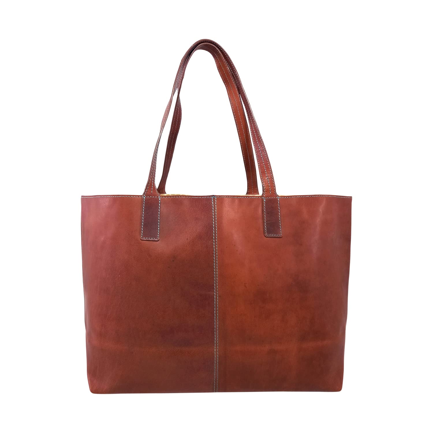 MANDAVA Women's Genuine Leather Tote Bag Travel Handbag for Work Shopping Top Handle Shoulder Big Shopper Bag