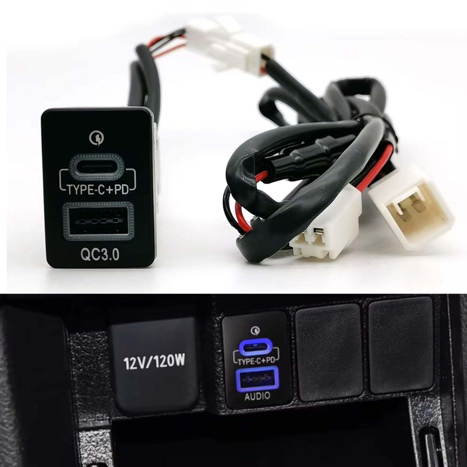 Presa USB Presa Ausiliaria Compatibile Con Toyota Per Camry Per Prius 2007-2014 Auto Tipo C PD QC3.0 Adattatore Di Ricarica Doppio Telefono Presa USB