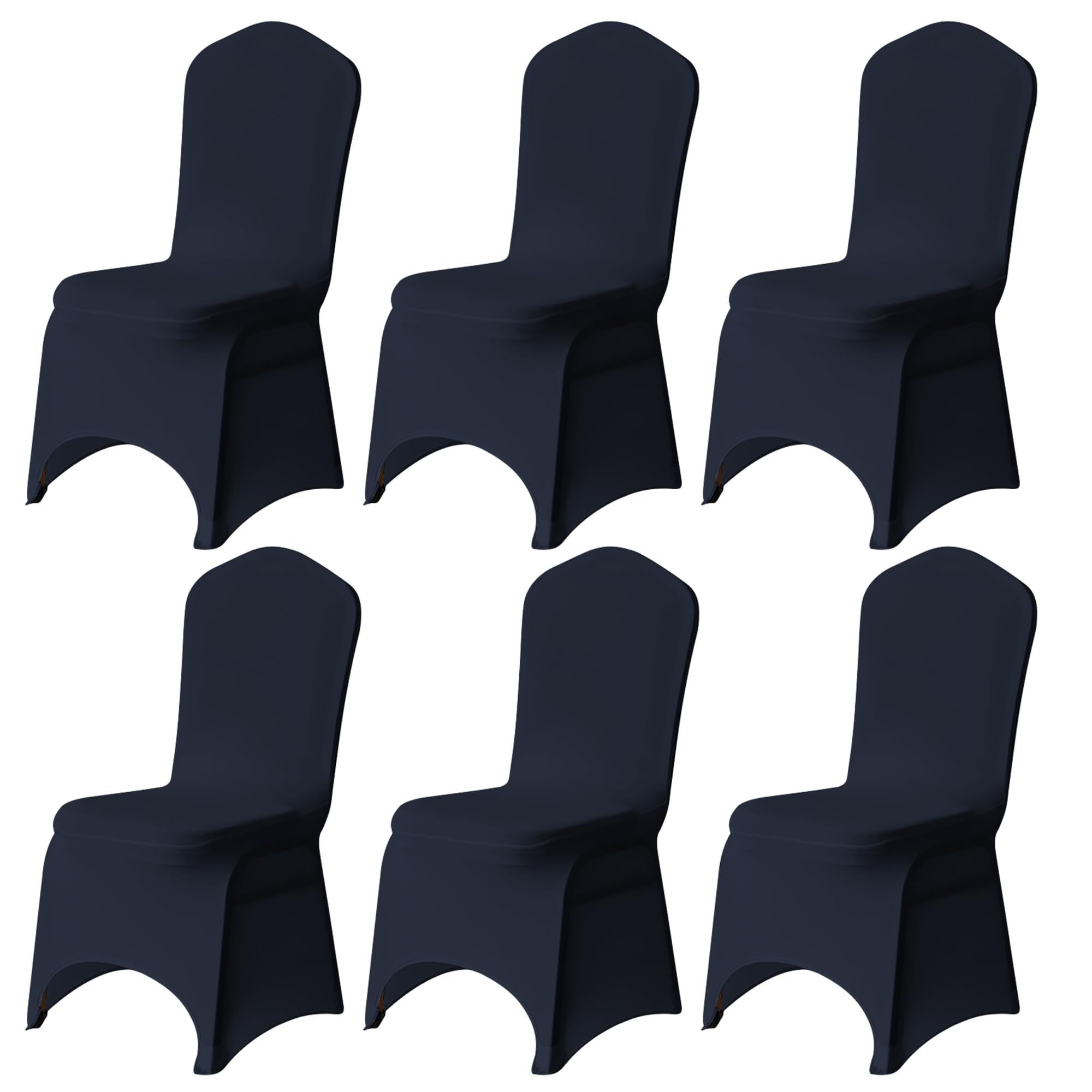 Trimming Shop 6pcs Navy Blue Wedding Chair Covers Stretch Slipcovers — image 1