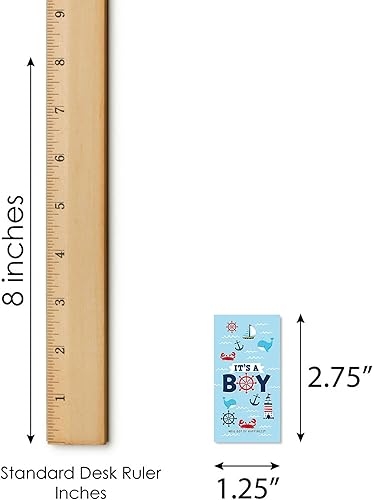 Miniatura 5 de Big Dot of Happiness Ahoy It's a Boy - Mini pegatinas de barra de caramelo, pequeños recuerdos náuticos para baby shower, 40 unidades