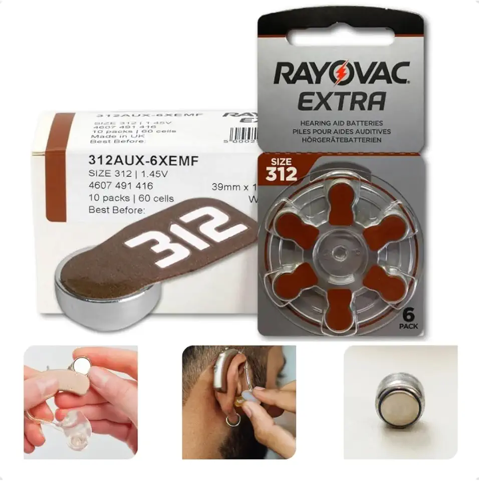60 Pilhas Baterias 312 Pr41 Aparelho Auditivo Rayovac 10 Cartelas C/ 6 Unidades