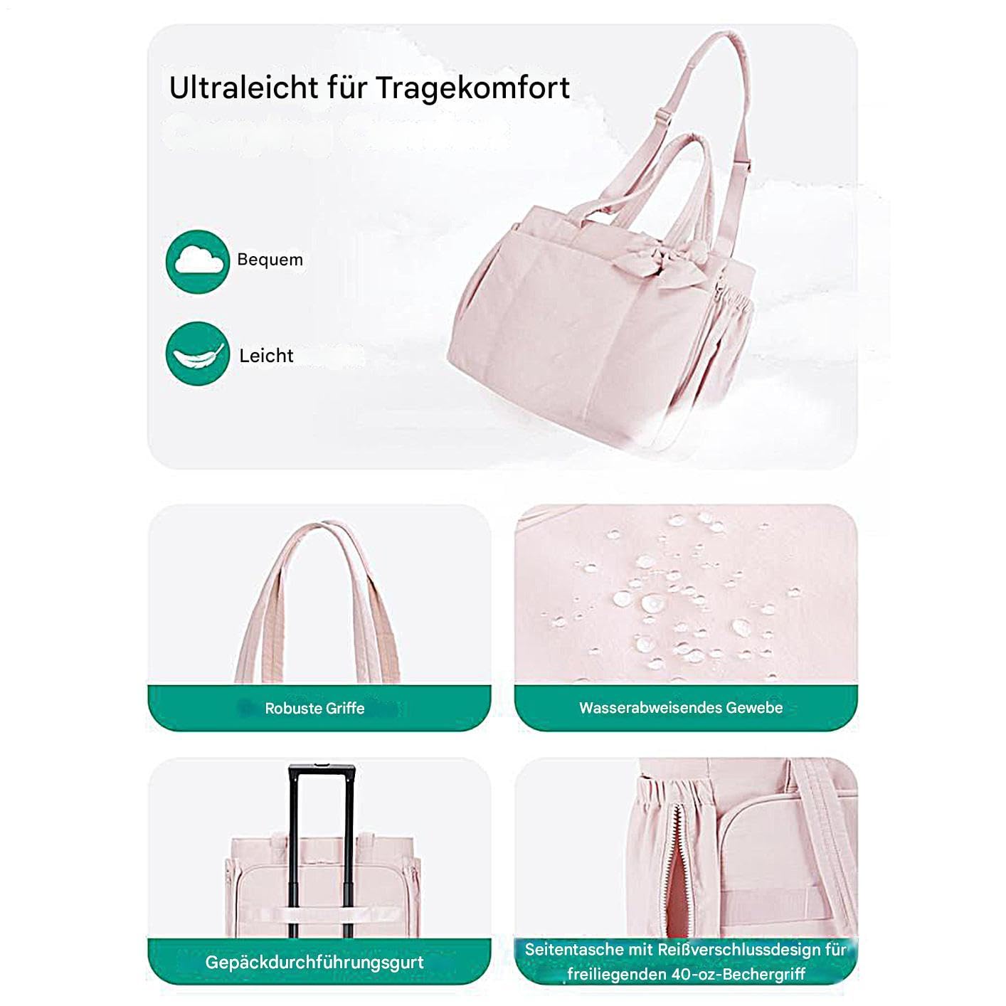 Kokardki Tote – stylowa torebka damska, elegancka torebka z regulowanym paskiem do noszenia i kieszenią jako kopertówka do biura, na wesele, do szkoły, na podróż, imprezę, do pracy