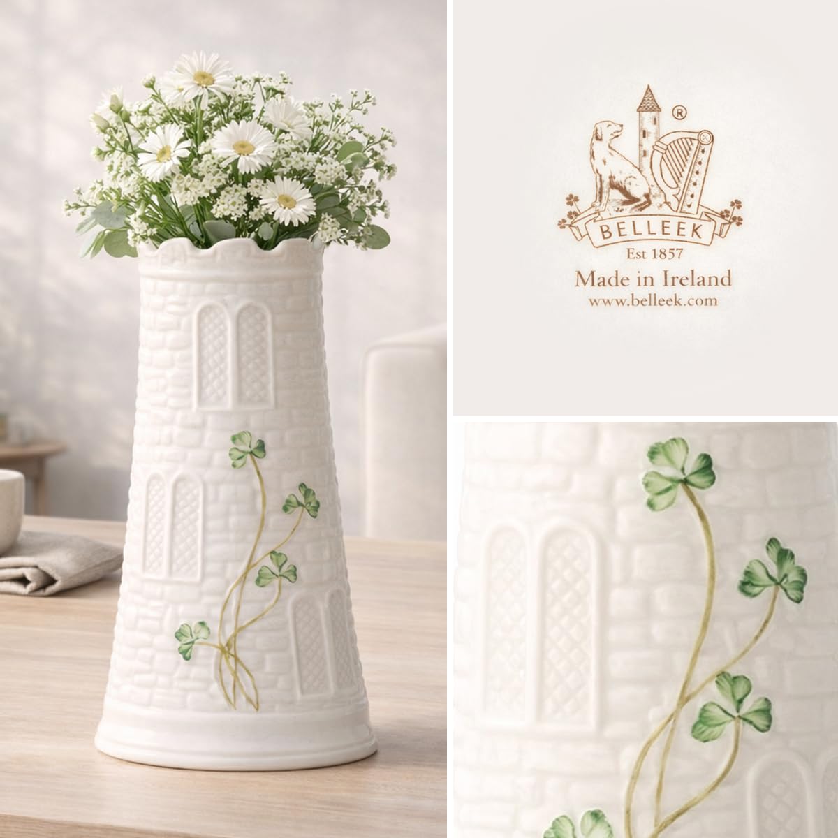 Amazon.com: Belleek Classic Castle 7.7-Inch Vase, Made in Ireland 