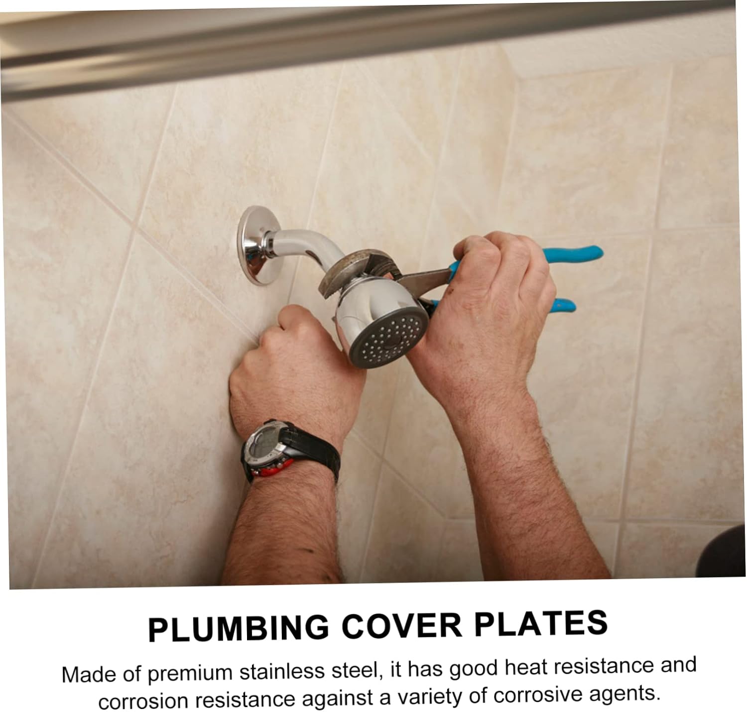 3pcs Stainless Steel Shower Escutcheon Cover Wall-mounted Pipe Flange Plate for Bathroom Kitchen Decorative Water Pipe Cover Easy to Install Cut