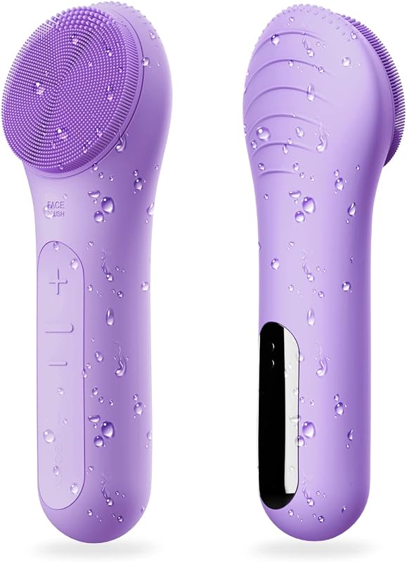 Escova Elétrica para Limpeza Facial NågraCoola CLIE, Recarregável, Impermeável, Silicone, Violeta