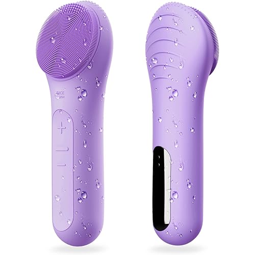 NgraCoola CLIE Facial Cleansing Brush - Waterproof & Rechargeable Face Scrubber for Men & Women, Cleansing, Exfoliating & Massaging - Violet