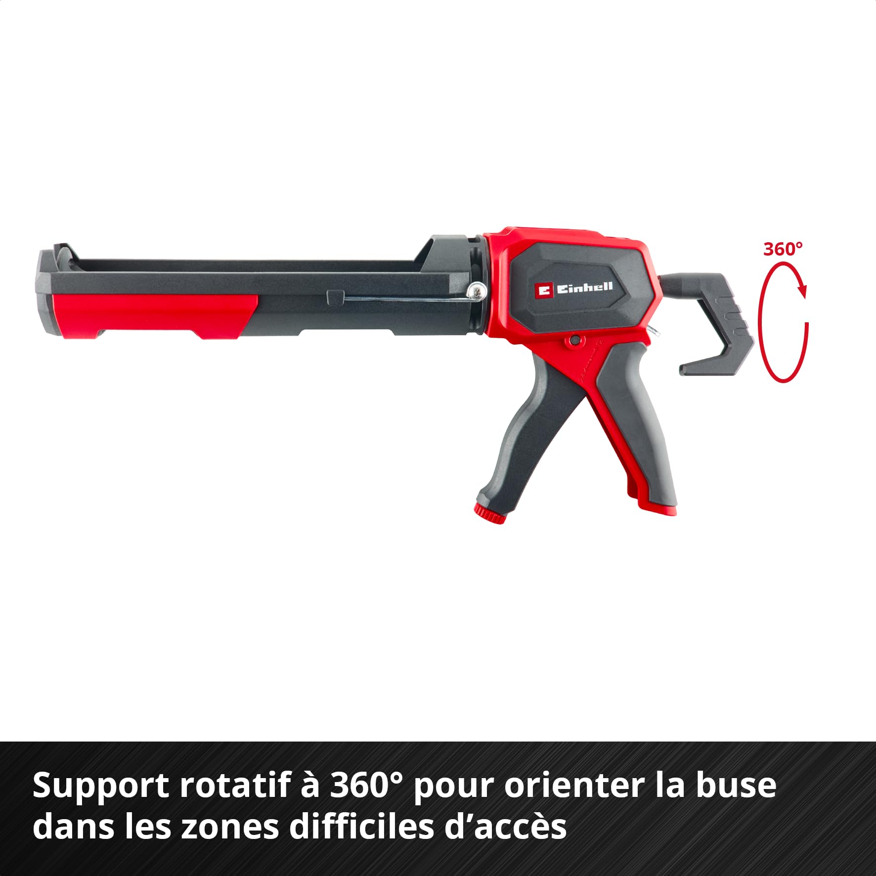 Einhell Kit pistolet à cartouche Profi, 5 pièces (rapport de force 1:12–1:24 commutable, stop goutte, outil à joints en nylon, spatule longue, 2 embouts avec angles R5/R10)