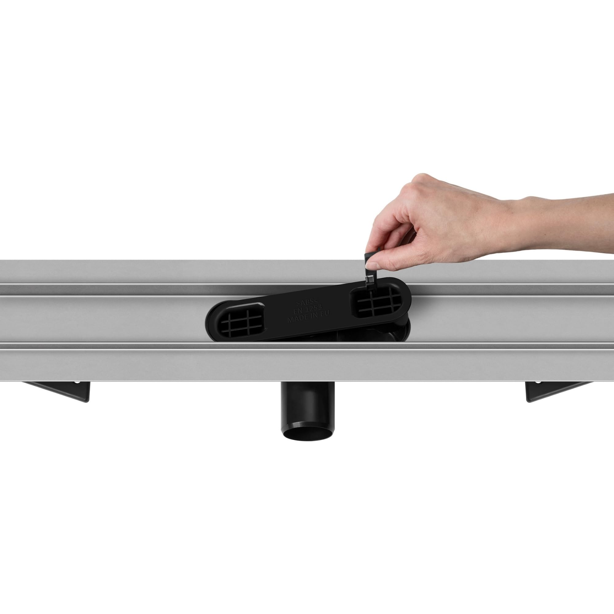 Canaleta de ducha Premium SLX Duo – Acero inoxidable AISI 304, óxido enlosable, sifón Ø50, colador de pelo, patas de montaje, manguito de sellado, 60 a 100 cm (60 cm)