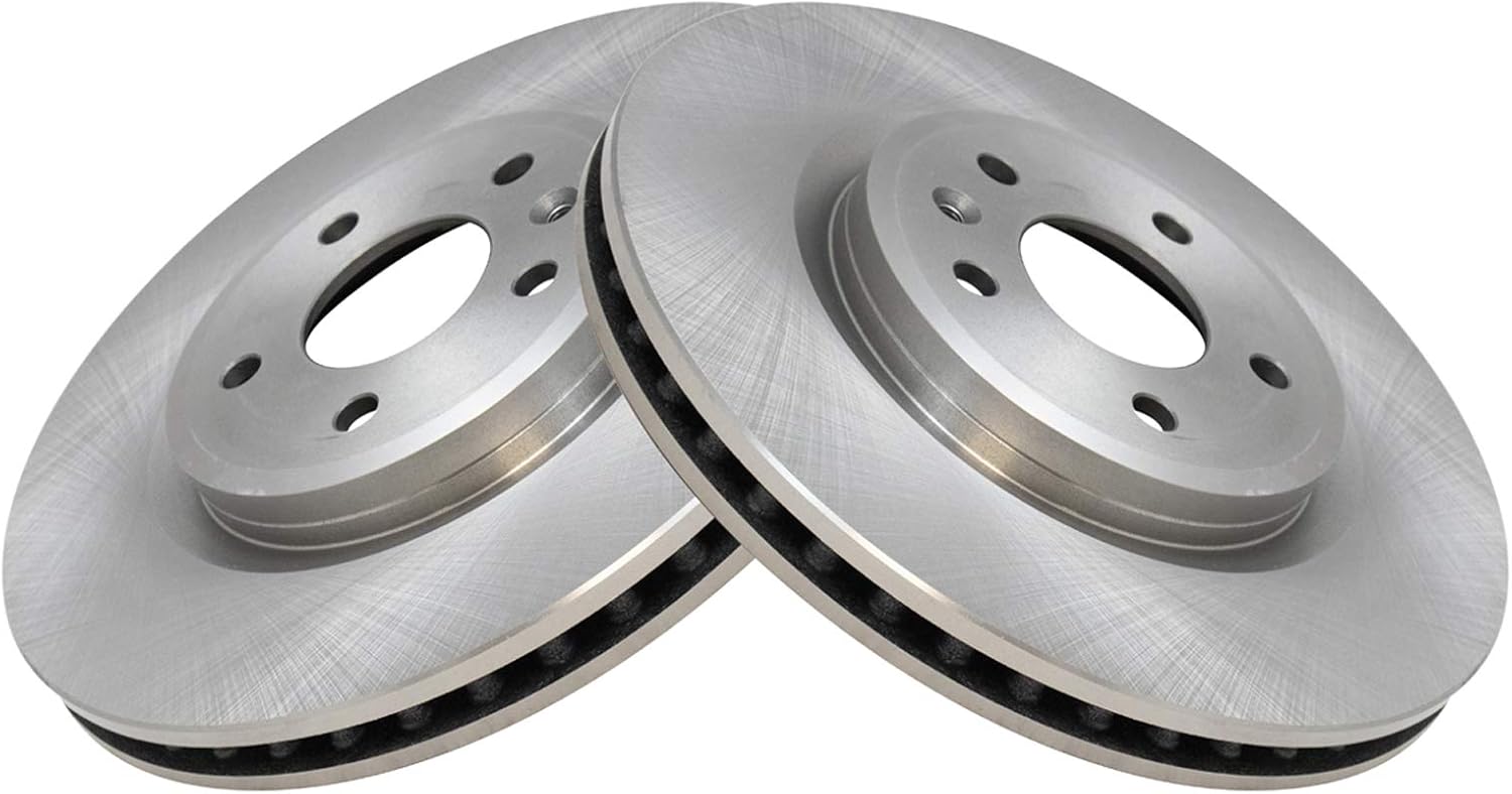 TRQ Front Brake Rotors Set Vented Compatible with 2011-2019 Ford Explorer 2009-2019 Flex 2010-2019 Taurus 2009-2012 Lincoln MKS MKT BRA76574