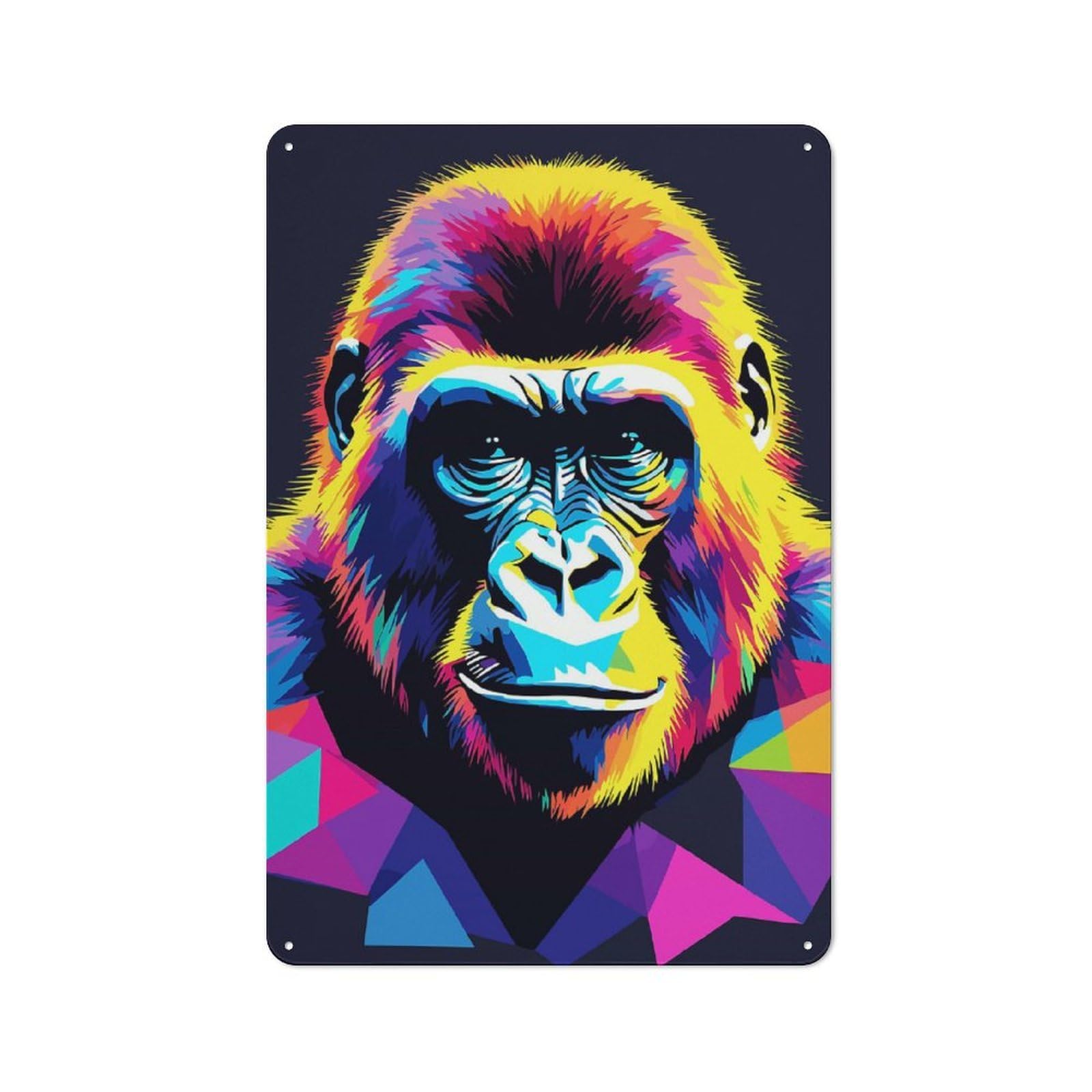 Junmoney Gorilla Pop Art 2 Tin Wall Plaque With Design 30X20cm, Farmhouse Rustic Kitchen Decor For Dining Room, Cafe, Entryway Or Family Room