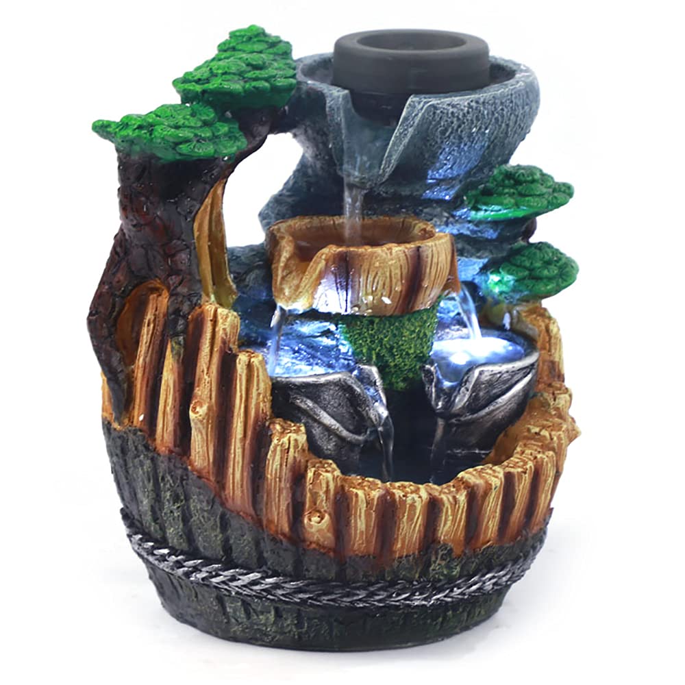 Fontanna ogrodowa LED, kaskada, wodospad, fontanna ozdobna, do pokoju, wygląd kamienia, wodospad, ogród skalny ornament Feng Shui Zen fontanna
