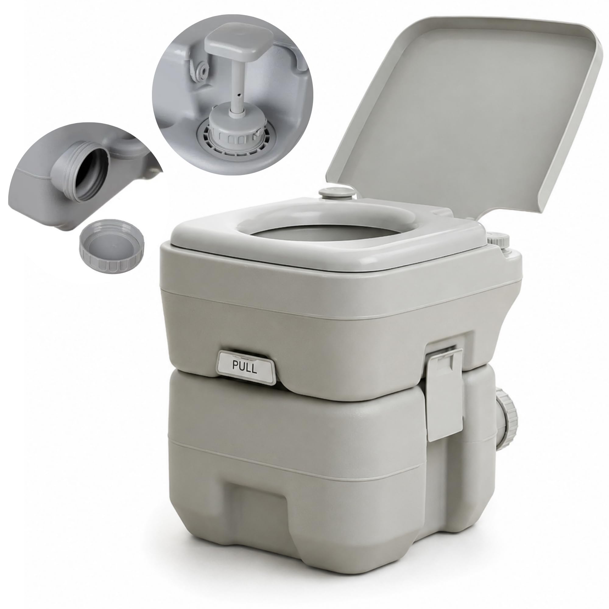Campingtoilette Tragbare Toilette 20L + 12L, bis 150 kg! Chemietoilette Mobile WC Camping WC Reisetoilette Porta Potti Wohnmobil Wohnwagen Bootsfahrten Ausflüge Festival Grau