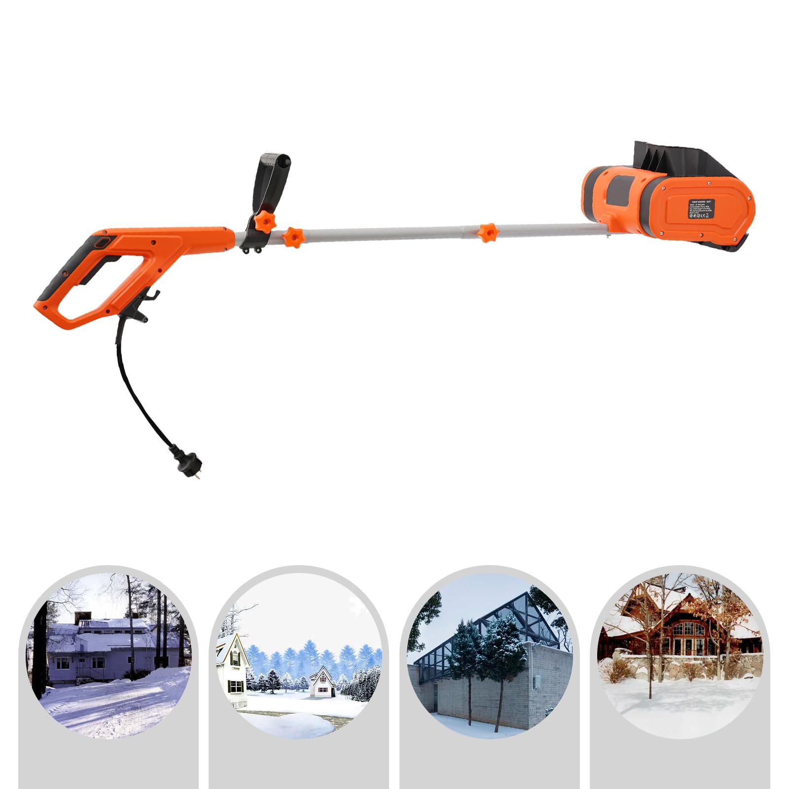 Extractor de nieve eléctrico con batería de 1800 W, 3500 rpm, altura máxima de 15 cm, distancia máxima de lanzamiento 8 m, con interruptor de seguridad