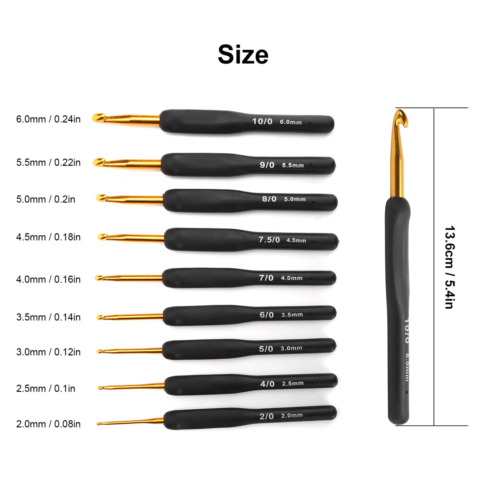 Frefgikty Lot De 9 Crochets Extra Longs Avec Poignée Ergonomique