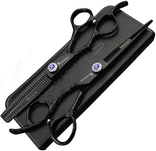 Hairdresser Professional Scissors Set Left-Handed 6/7/7.5/8/9 inch Hair sparse Scissors Hairdressing Scissors 440C (6 inches, 2 Pieces-A) - 6 Inches, 2 Pieces-a