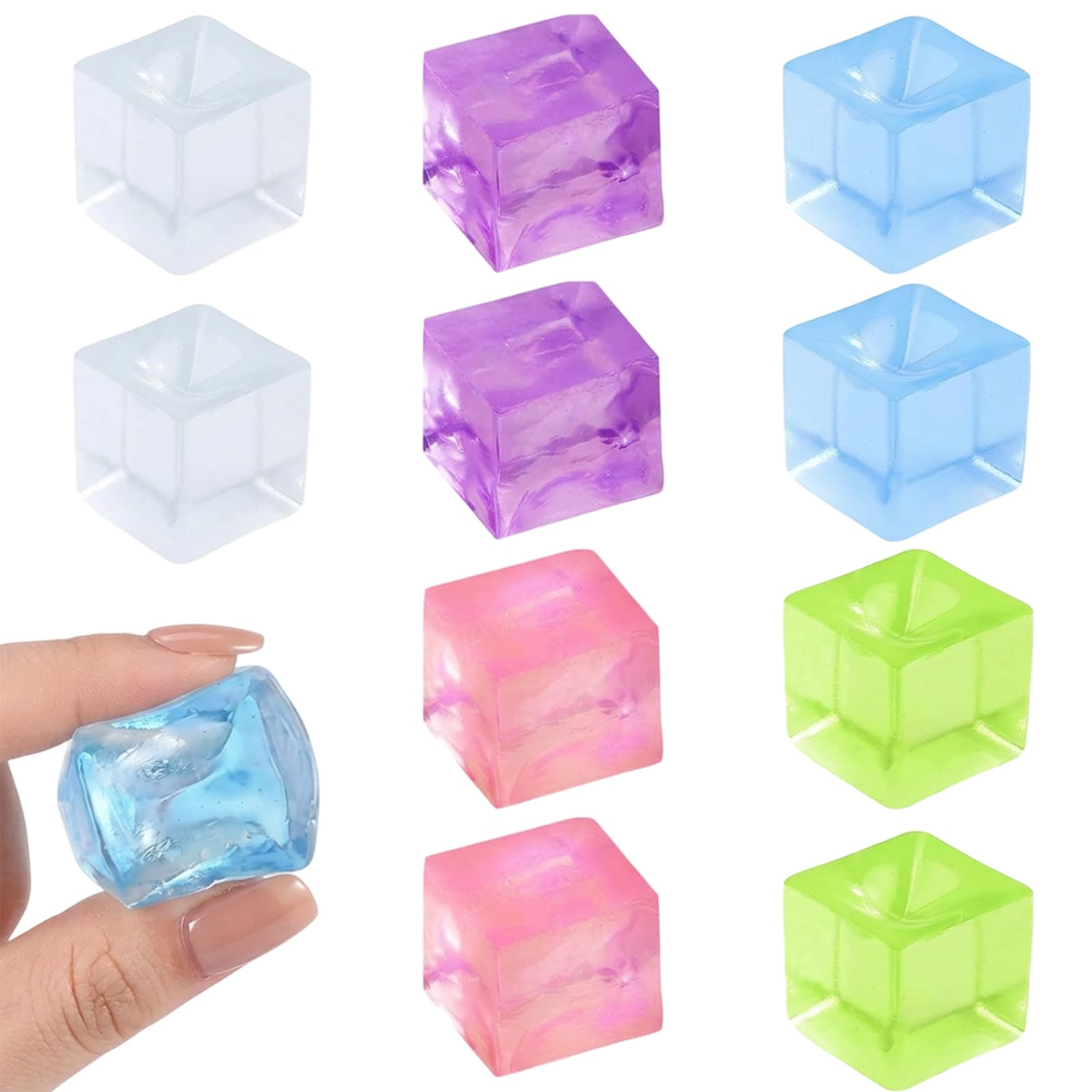 Squishy Cube Sensory Set, 10 Pcs Ice Cube Squishy Shapes, Mini Stress Relief Tools for Desk Use and Daily Relaxation, Compact Design for Portable Fidgeting and Anxiety Management