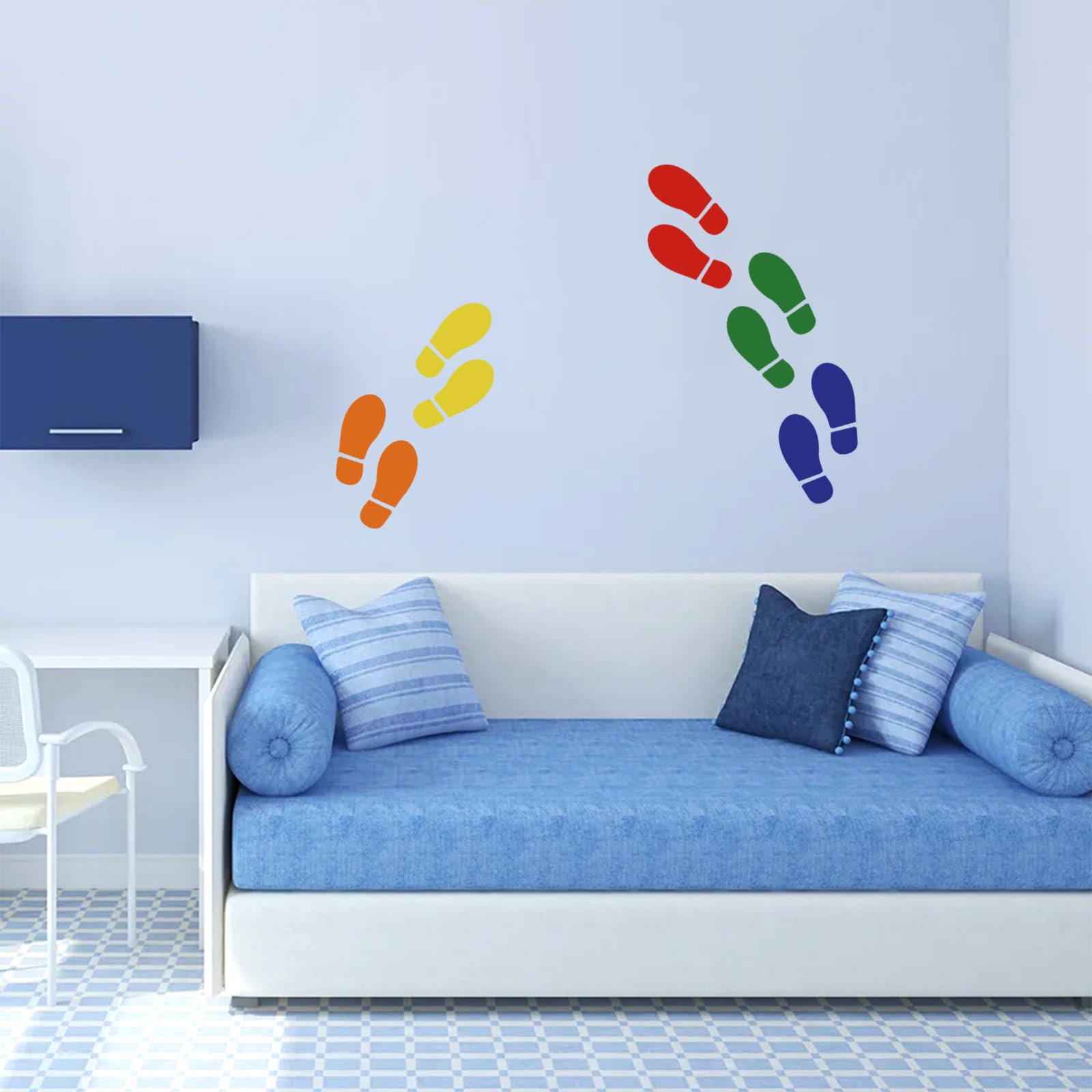 Vin Beauty 36 Multicolore Moderni Adesivi per Pavimenti Impronte Decalcomanie per Pavimenti e Pareti, 18 Paia di Impronte di 36 Stampe Colorate