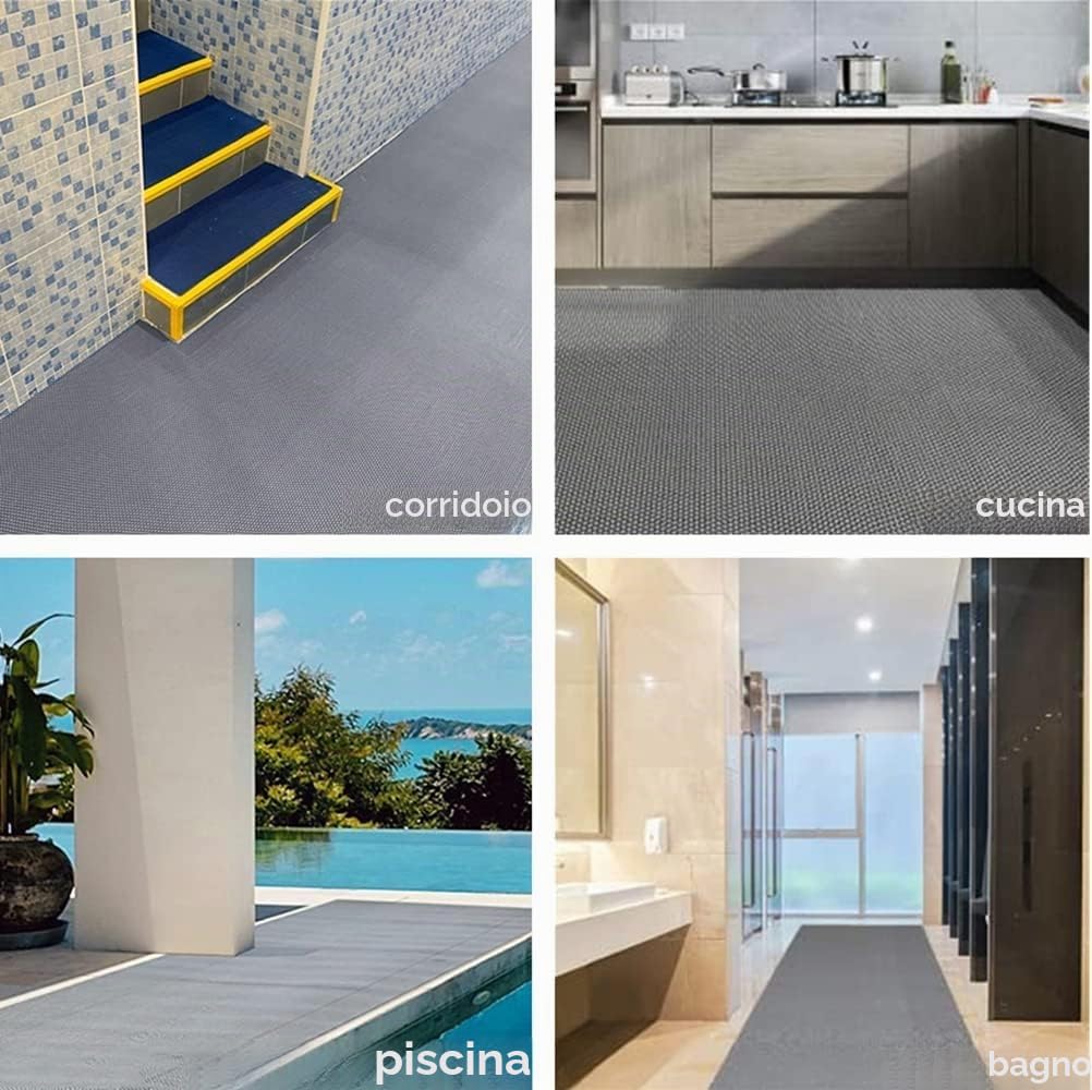 BWKJMY Tappetino antiscivolo per drenaggio, spessore 5.5 mm, tappetino in gomma commerciale, garage, piscine, ristoranti, bar, bagno, patio, esterni, interni, tappeto impermeabile grigio
