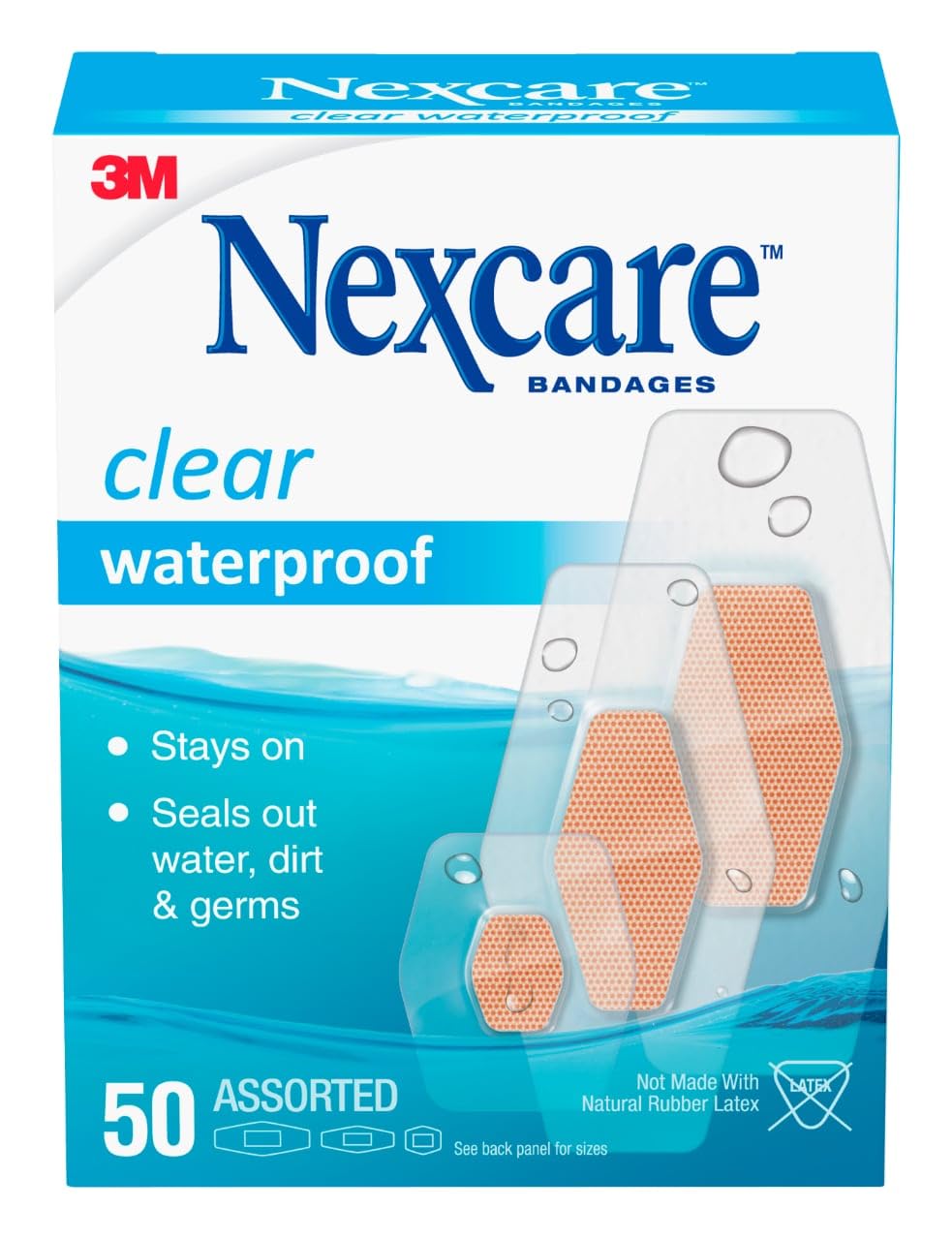 Nexcare Waterproof Clear Bandages, Covers And Protects, Assorted Sizes, 3 Packs, 150 Count