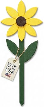 Peaceful Classics Amish Handmade Garden Flower Stake Poly Outdoor Yard Decoration Made in USA, Weatherproof & Rot-Proof Stainless Steel Hardware Fully Assembled 23.5 x 8.5 Yellow