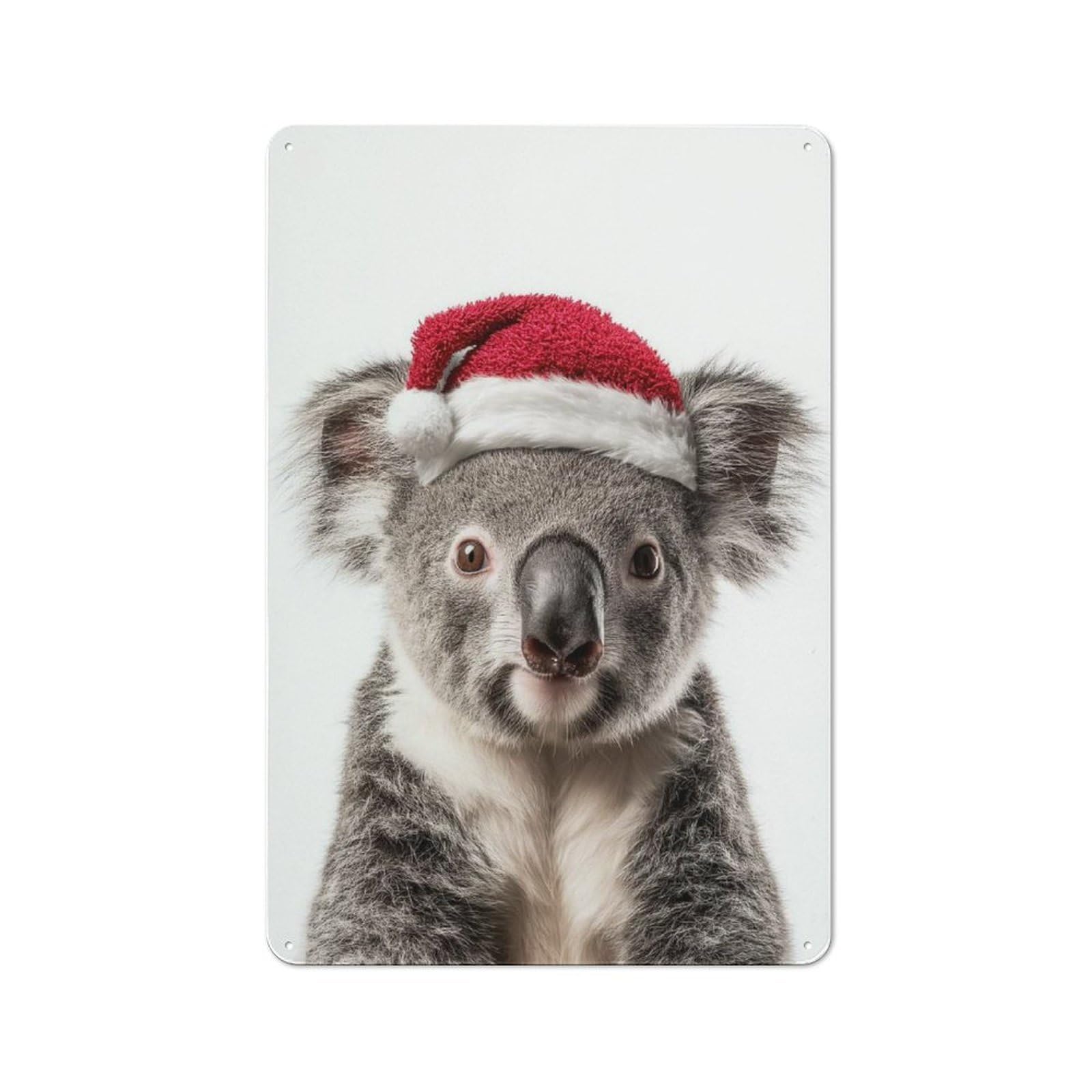 Junmoney Christmas Koala With Santa Hat Tin Wall Plaque 30X20cm With For Hobby Room Or Studio, New Home Wall Decor For Creative Interior Collectors