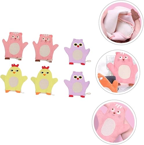 Miniatura 2 de 6Pcs Bath Mitts Washcloths Soft Body Cleaning Gloves with Cartoon Patterns for Gentle Scrubbers for Bath Enjoyment and Delicate Skin Care