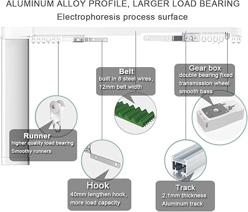 Miniatura 3 de Dherju Sistema de cortinas inteligentes, abridor automático de cortinas, barras de cortinas motorizadas con control remoto, riel de techo eléctrico