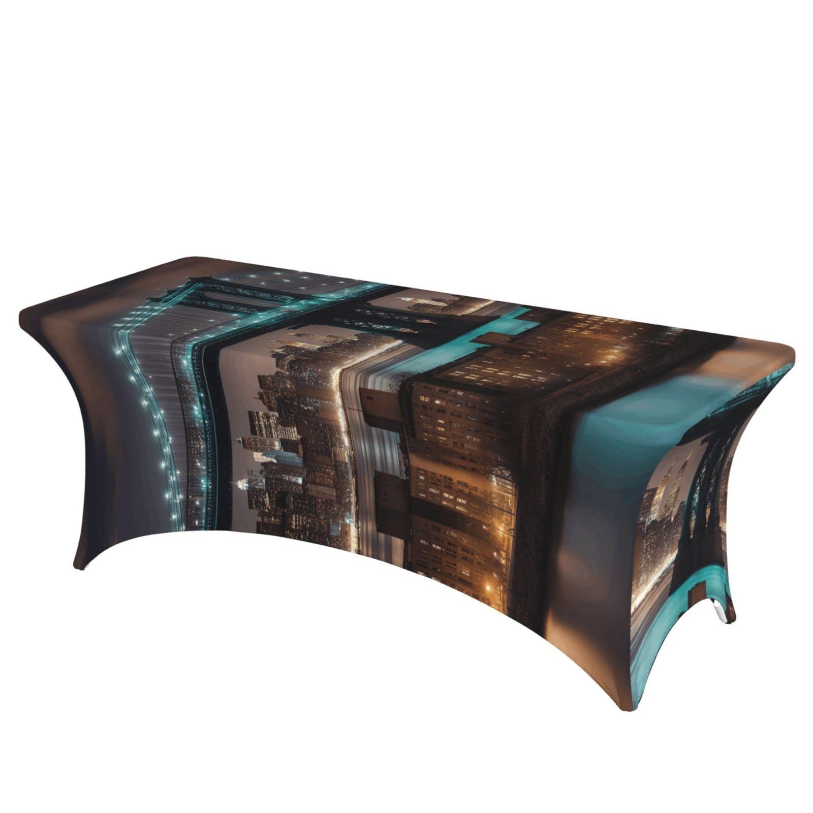 AYYQWE New York Manhattan Bridge Night Print Elastic Rectangular Tablecloth For Banquet Outdoor Picnics Office Table Cover