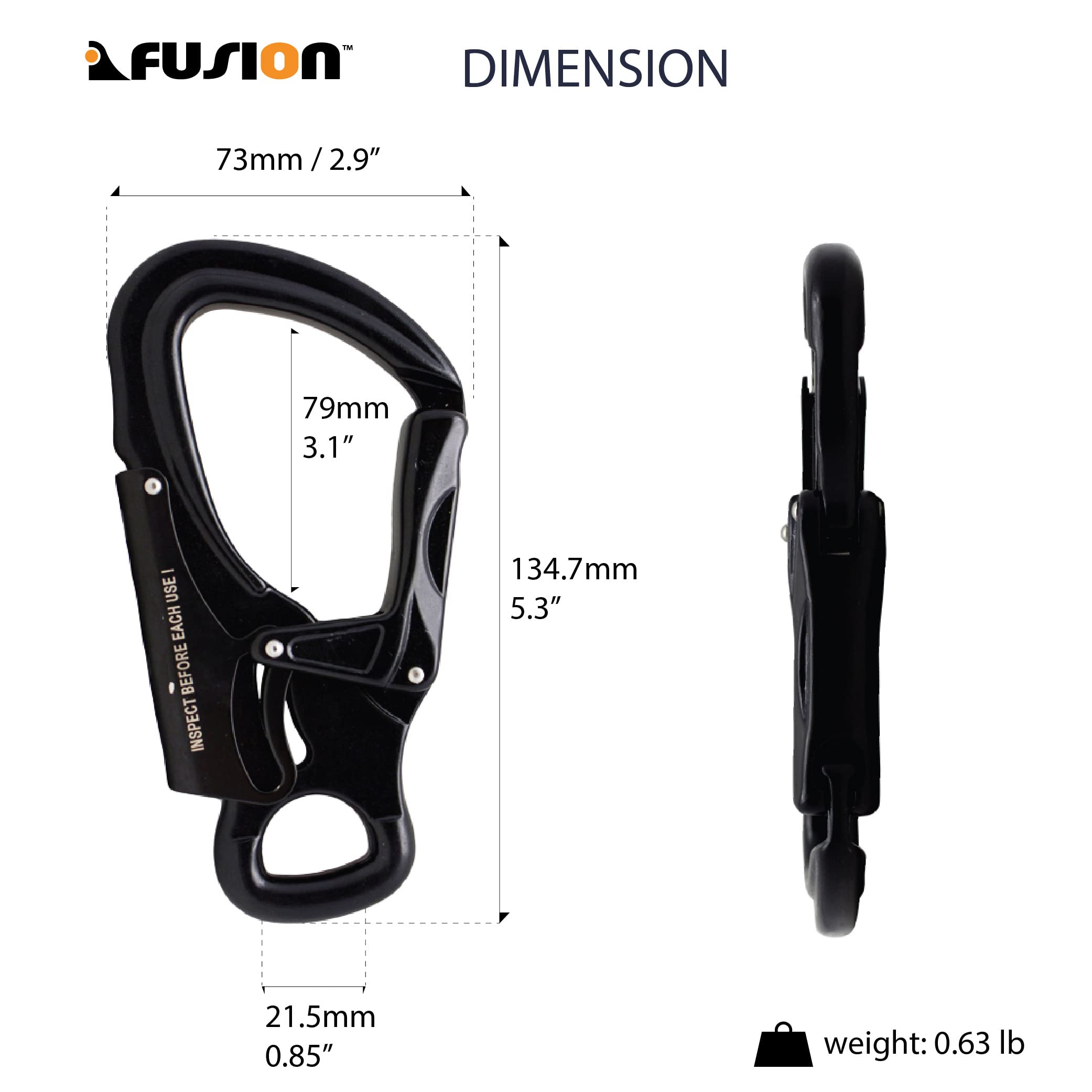 LIBERTY MOUNTAIN Cypher Hard Steel D Key 3 Stage Auto Lock Carabiner (Large)