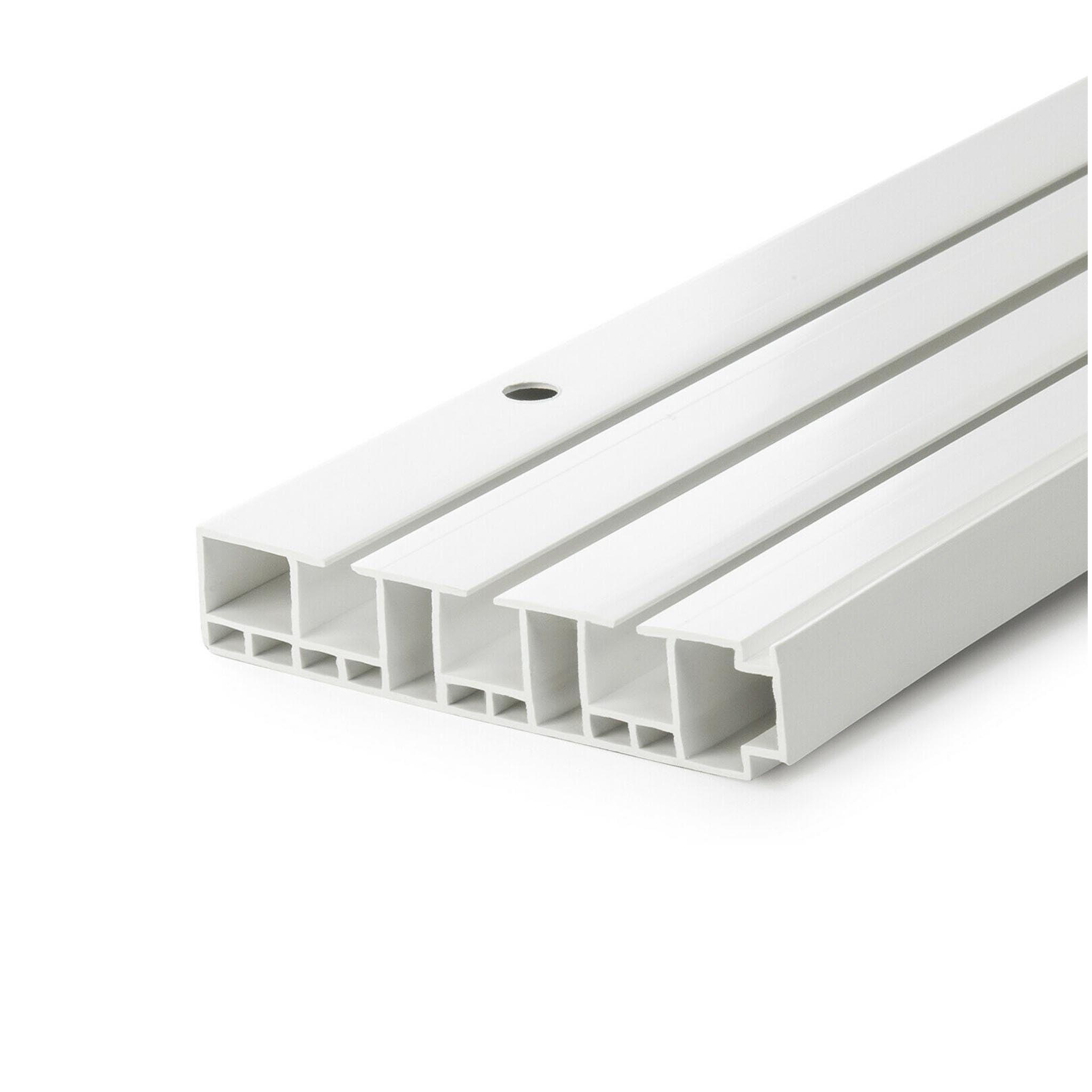 SN Deco - Vorhangschiene SH Set 3-läufig, Gardinenschiene, vorgebohrt, Komplettes Zubehör und Röllchen (weiß, 400 cm - aus 2 Teilen)
