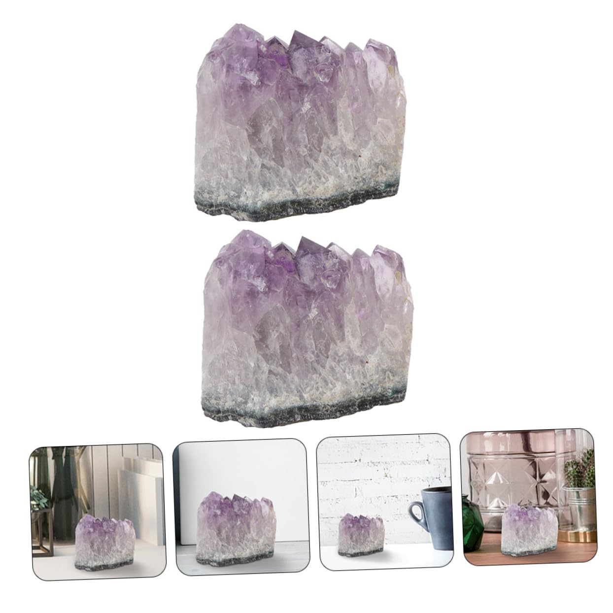 PartyKindom Methyst Raw Stone Set 2pcs Unique Natural Crystals Decorative Home Ornament Tabletop Display