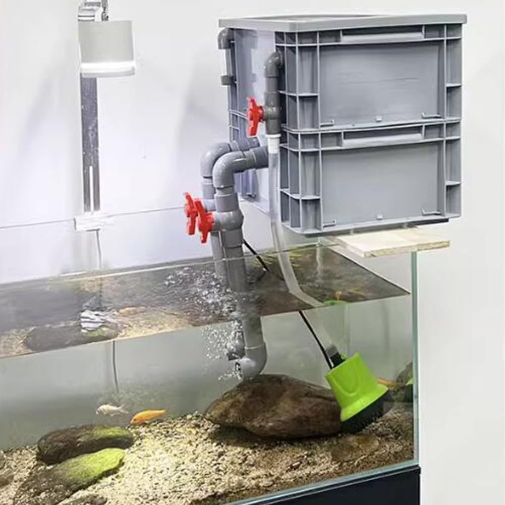 Skrzynka filtrująca, filtr do akwarium, zestaw filtrów do akwarium premium do stawów - zewnętrzny 3-poziomowy system obiegu wody, projekt DIY, bez pompy ani mediów filtrujących, szary, rozmiar: 40 x